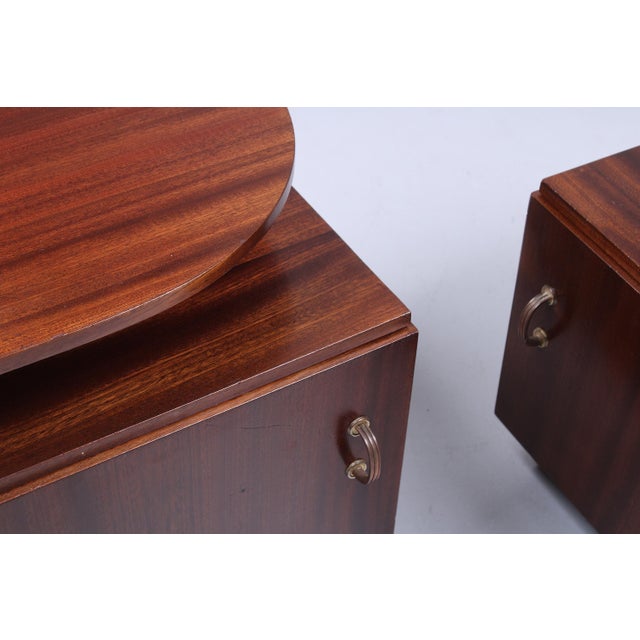 Brown Art Deco Dark Wood Nightstands, 1940s, Set of 2 For Sale - Image 8 of 15