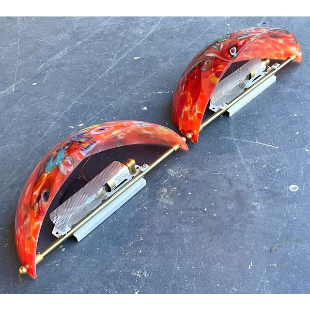 Late 20th Century Vintage Italian Art Glass Light Sconce After Murano - A Pair For Sale - Image 5 of 12