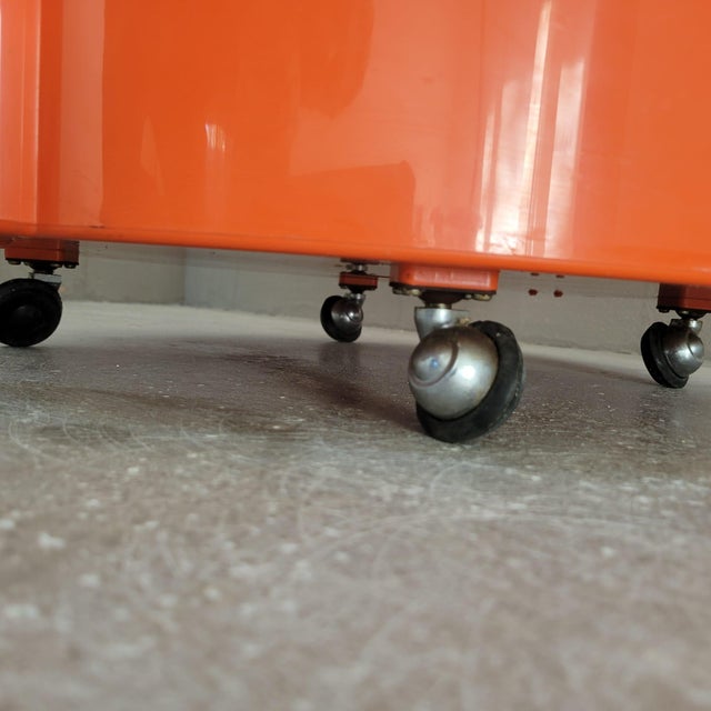 Plastic Vintage Orange Bar Coffee Table on Casters by Livia Castelli, 1972 For Sale - Image 7 of 8