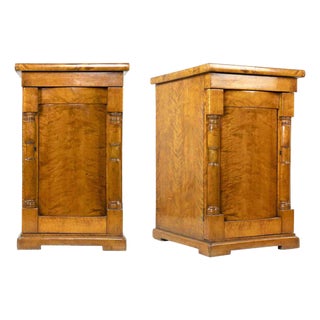French Empire Style Walnut Night Tables, Late 19th Century, Set of 2 For Sale