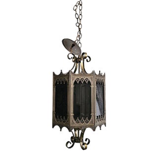 Vintage Lightcraft of California Gothic Mid-Century Cast Brass Hanging Swag Lamp For Sale