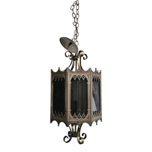 Vintage Lightcraft of California Gothic Mid-Century Cast Brass Hanging Swag Lamp