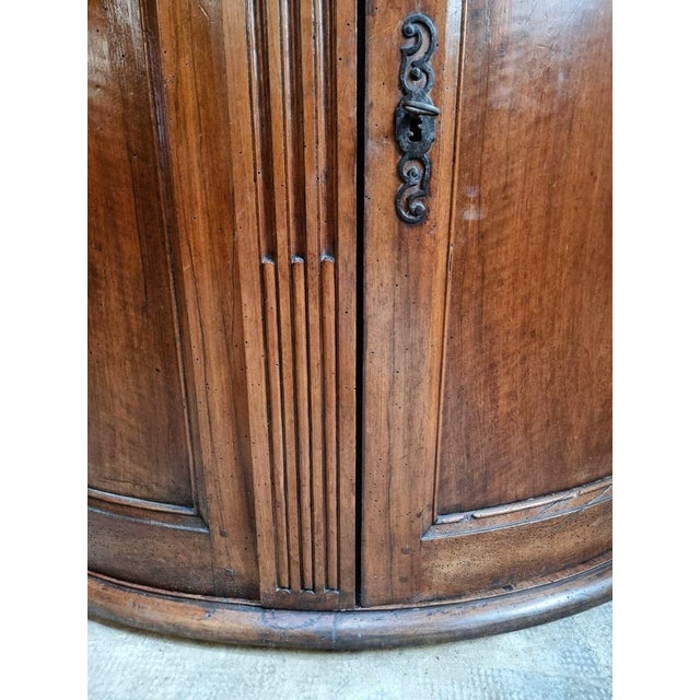Antique French Château Walnut Demi-Lune Cabinet, Late 18th Century For Sale - Image 3 of 18