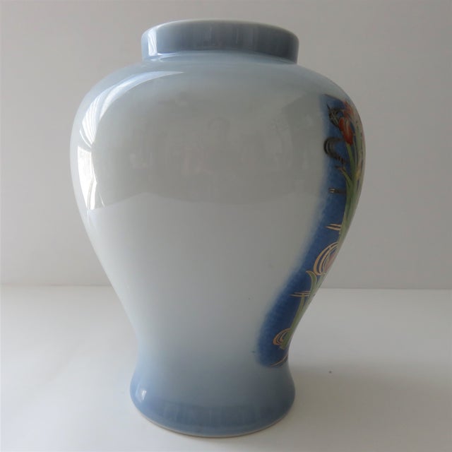 Ceramic Vintage Shaddy Mino China Jgi Vase Floral Design With Gold Decor, Made in Japan For Sale - Image 7 of 12