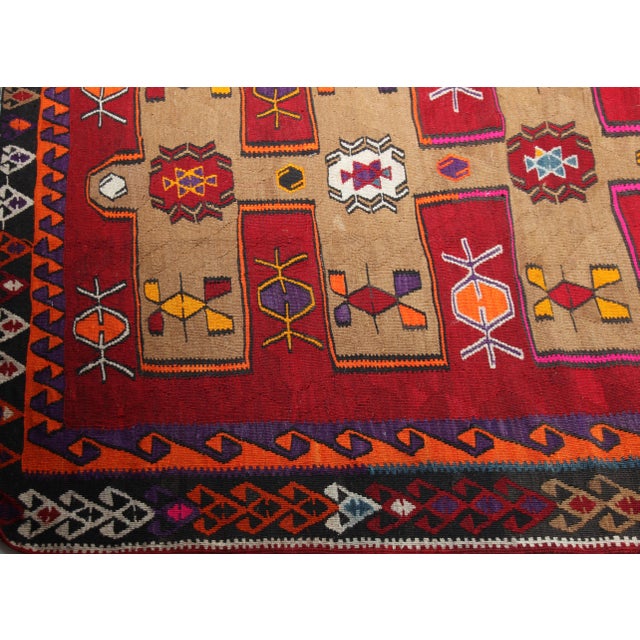 Oversized Vintage Kars Kilim With Tribal Geometric Motifs – Handwoven in Eastern Anatolia -8' 6'' X 13' 2'' For Sale - Image 9 of 10