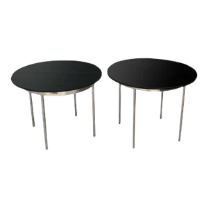 Late 20th Century One Pair Mid Century Smoked Glass and Chrome Side Tables