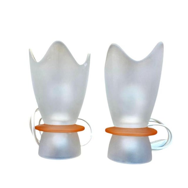 2000 - 2009 Vintage Table Lamps in Frosted Glass by Villeroy and Boch, 1990s, Set of 2 For Sale - Image 5 of 7