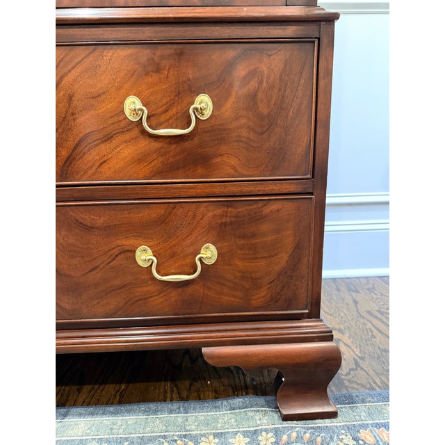 1990s 1990s Henkel Harris Flame Mahogany Chippendale Tv Armoire – Style 1246, Finish #29 For Sale - Image 5 of 12