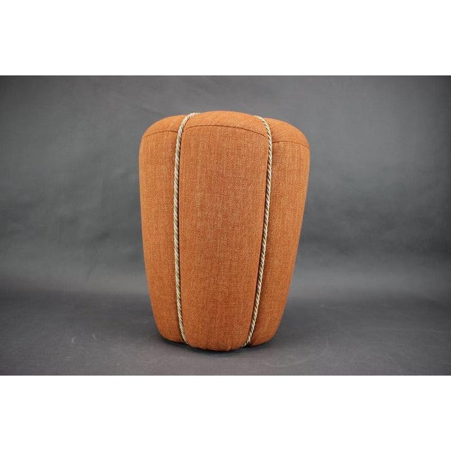 Vintage Czechoslovakian Upholstered Ottoman in the style of Halabala, 1950s For Sale - Image 3 of 8
