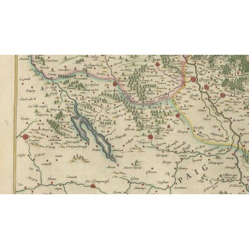Black Antique Map of Reims and Rethel from Blaeu, France, 1642 For Sale - Image 8 of 11