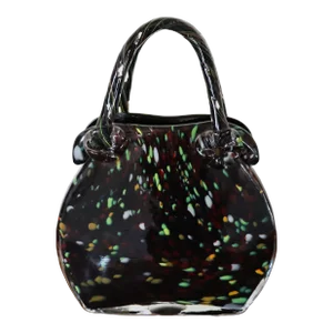 Black Murano Glass Purse Vase