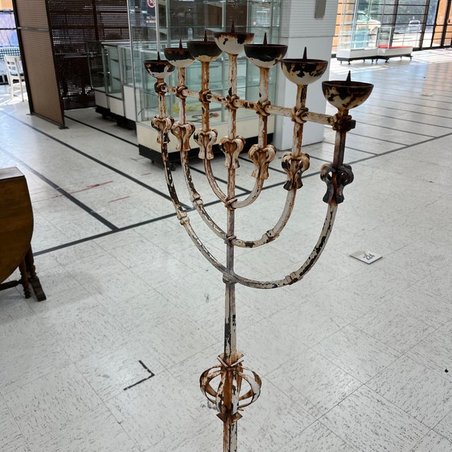 18th Century Iron Menorah/Candle Holder For Sale - Image 4 of 5