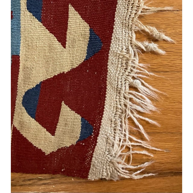 1960s Vintage Colorful Handmade Turkish Kilim Tribal Rug 64” X 43” For Sale - Image 11 of 12