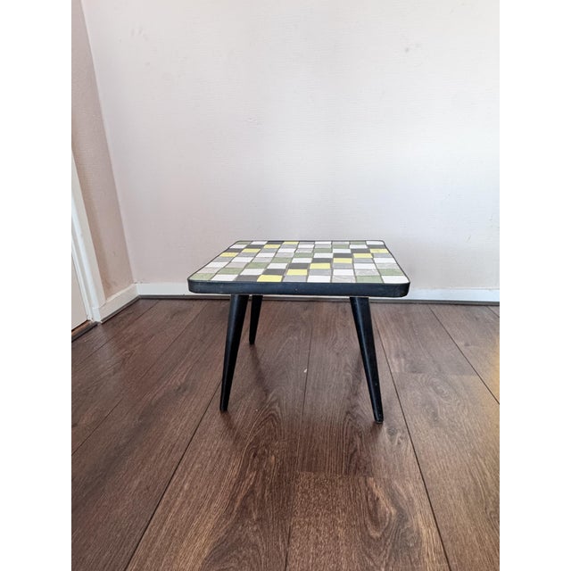 1950s Mid-Century Wood and Ceramic Mosaic Side Table, 1950s For Sale - Image 5 of 11