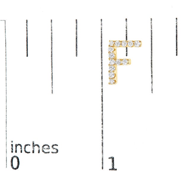 Early 21st Century 10K Yellow Gold 1/10 Cttw Diamond 'F' Initial Stud Earring For Sale - Image 5 of 5
