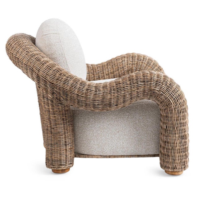Contemporary Elara Curved Rattan Arm Chair For Sale - Image 3 of 7