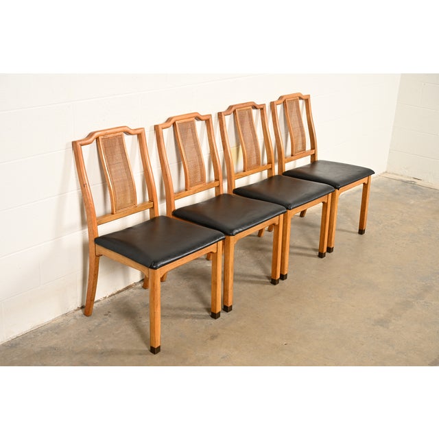 Henredon Style Mid-Century Hollywood Regency Carved Walnut and Cane Dining Chairs, Set of Four For Sale - Image 16 of 16