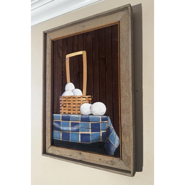 American 1970s Theodore DeGroot Lathe Art – Eggs & Basket Panel For Sale - Image 3 of 6