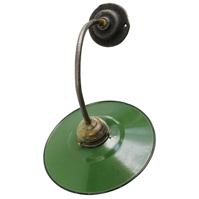 Paint Mid-Century Industrial Green Enamel Flexible Sconce For Sale - Image 7 of 8