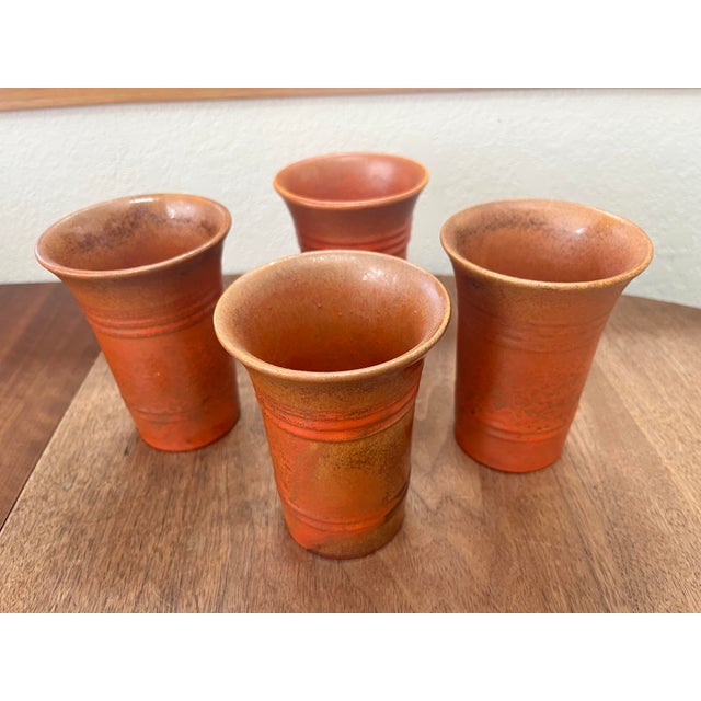 1970s Vintage Set of 4 Ceramic Tumblers For Sale - Image 5 of 12