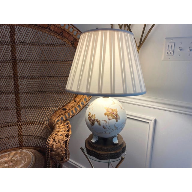 1940s Porcelain Floral Pearl Lamp & Shade by Rosenthal For Sale - Image 9 of 18