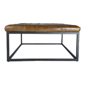 Matthew Izzo Home Norwood Square Leather Foot Stool - Large
