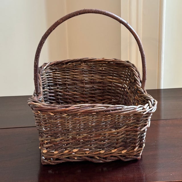 Rustic Vintage Twig Basket For Sale - Image 9 of 12