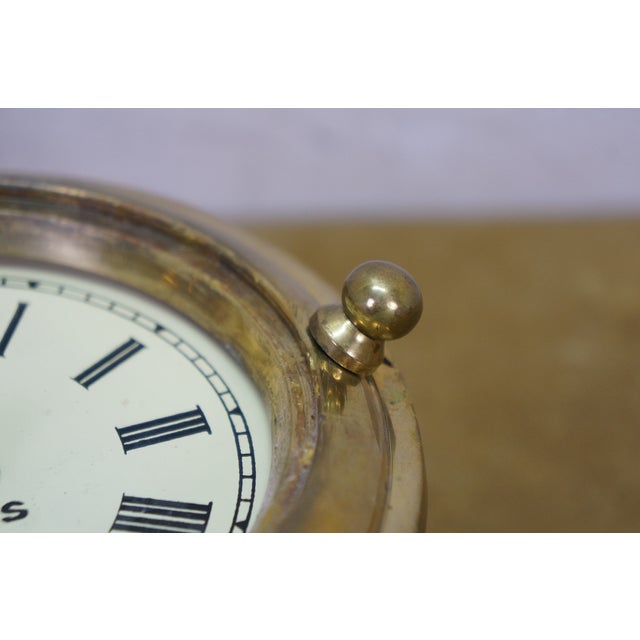 1911 Antique English Smiths Enfield Brass Nautical Maritime 8 Day Ships Clock 6" For Sale - Image 10 of 13