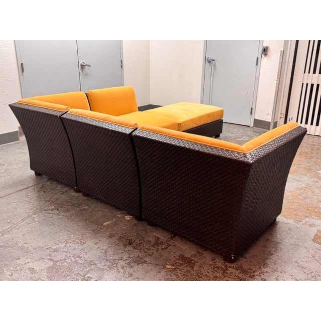 Yellow Orlando Diaz-Azcuy for McGuire Cambay Sectional + Ottoman For Sale - Image 8 of 11