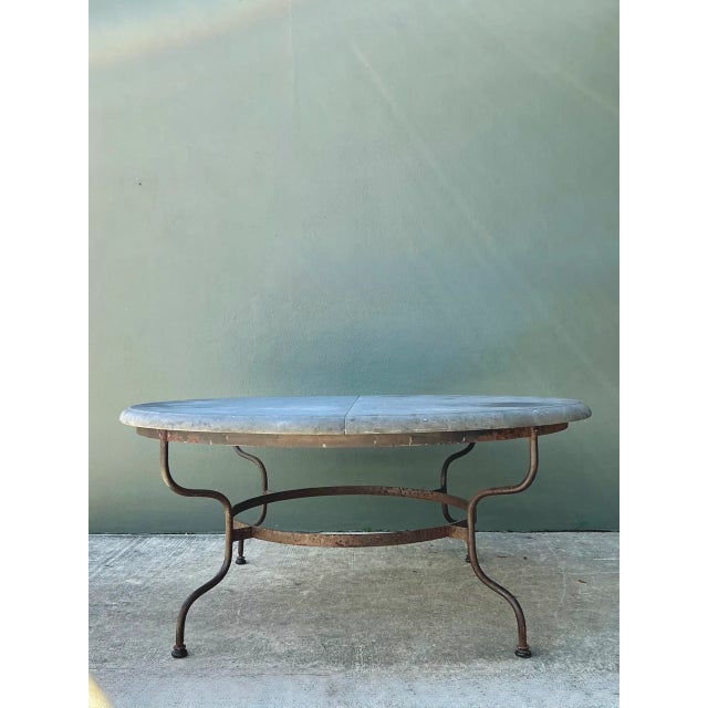 Metal Vintage Monumental Solid Granite Top Dining Table For Sale - Image 7 of 12