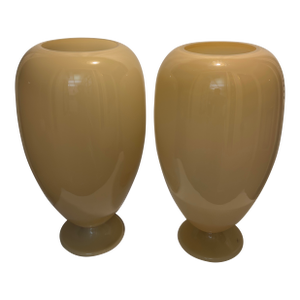 2000s Polish Biomorphic Balloon Glass Lamps by Global Views - A Pair