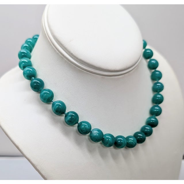 1960s Vintage 1960s Signed Joseph Mazer Faux-Jade Beaded Necklace For Sale - Image 5 of 6