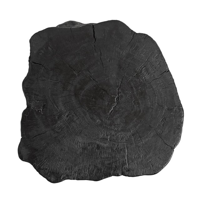 Black vintage solid lychee wood stump stool / side table. Free from organic modern shape with beautiful natural wood...
