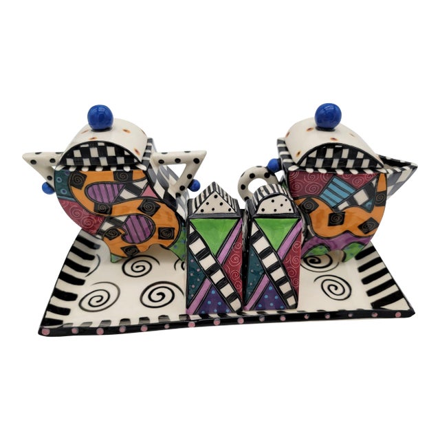 McGovney Camarot Whimsical Creamer Sugar Shakers and Tray Set For Sale