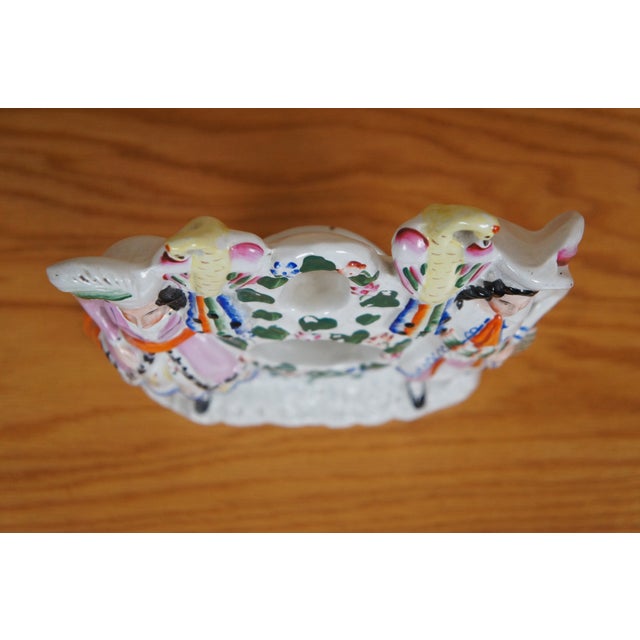 Antique Staffordshire Couple With Peacocks Pocket Watch Holder Figurine For Sale - Image 6 of 12