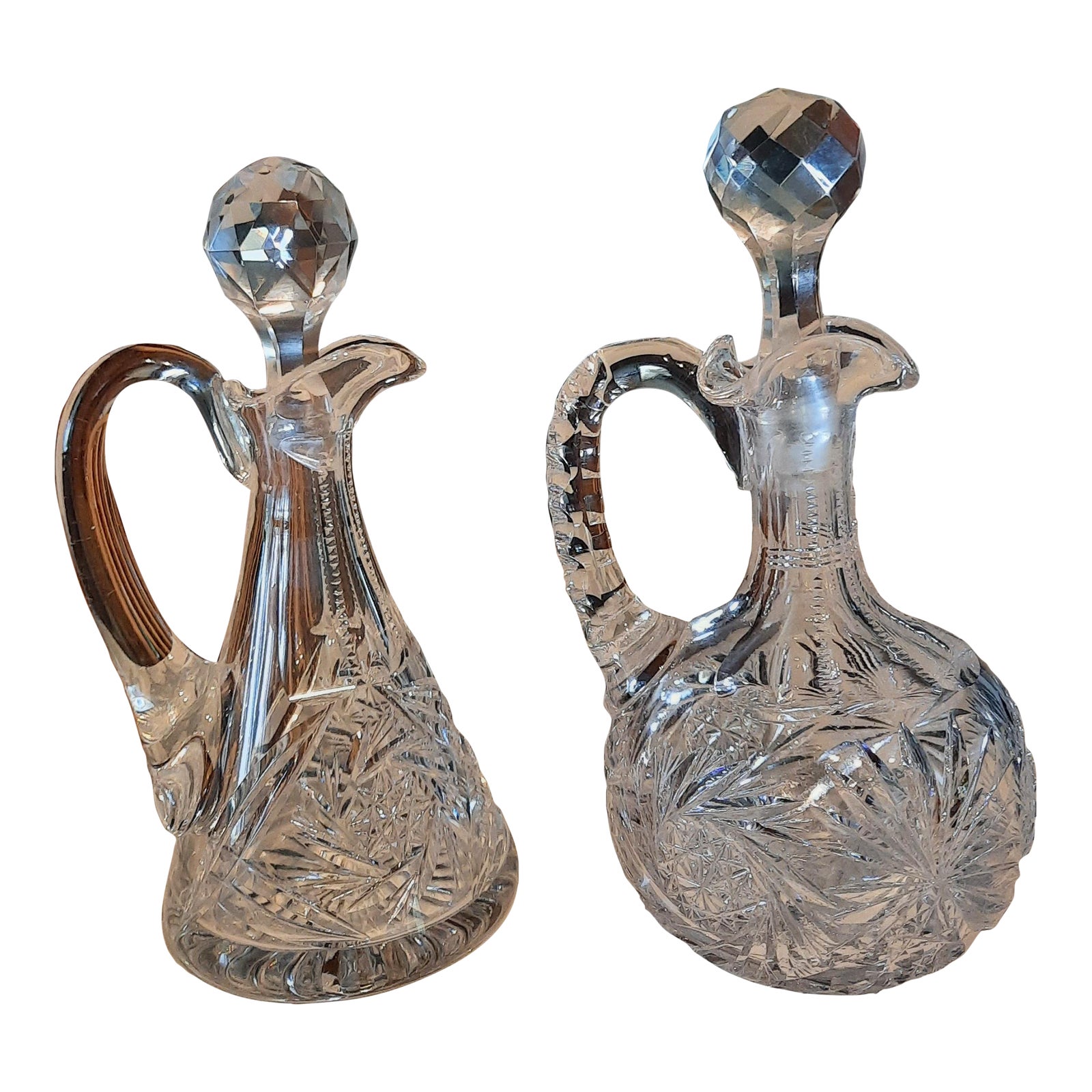 Early 20th Century American Brilliant Cut Glass Cruets Set of 2 Chairish