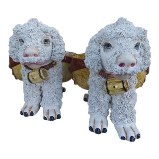 Vintage Italian Ceramic Pair of Dog Planters For Sale