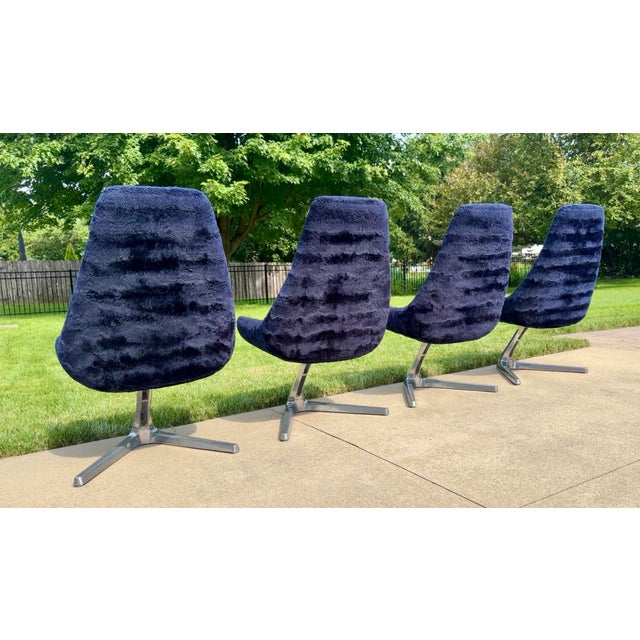 1960s 1960s Vladimir Kagan Sculpta Swivel Unicorn Chairs by Chromcraft Star Trek - Set of 4 For Sale - Image 5 of 12