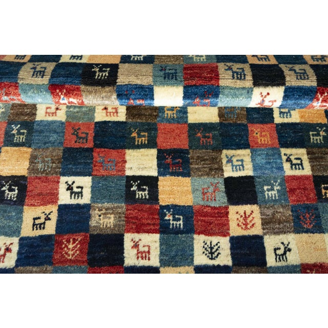 Beige Hand-Knotted Gabbeh Nomadic Rug For Sale - Image 8 of 11
