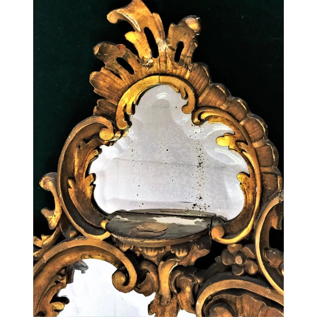 Early 19th Century Victorian Mirror With Elaborate Beveled Edge, Staggered Candle Shelves, and Gilt Wood Finish For Sale In West Palm - Image 6 of 13