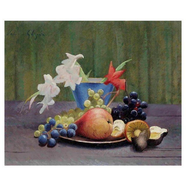 Valentino Ghiglia, Still Life, Oil on Cardboard, Mid-20th Century For Sale