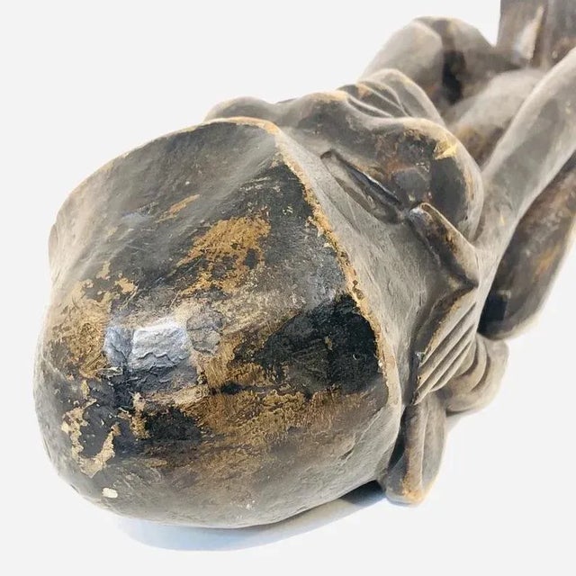 Black Early 1900s Hand Carved African Senufo Wood Figure For Sale - Image 8 of 10