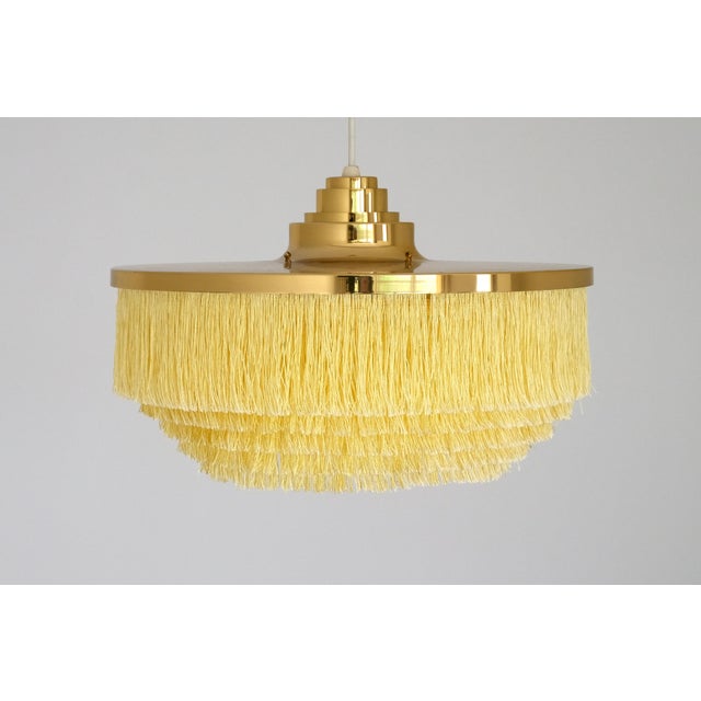 Mid-Century Modern T-603 Fringe Pendant Light in Brass and Silk by Hans-Agne Jakobsson for Hans-Agne Jakobsson AB Markaryd, Sweden, 1960s For Sale - Image 3 of 13