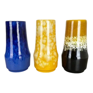 Pottery Fat Lava Supercolor Vases from Scheurich, Germany, 1970s, Set of 3