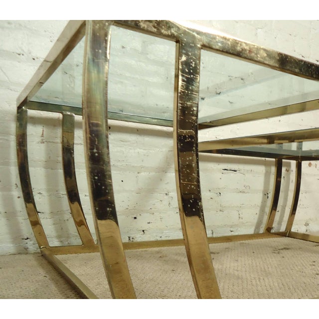 1960s Bi-Level Brass Modern Coffee Table For Sale In New York - Image 6 of 6