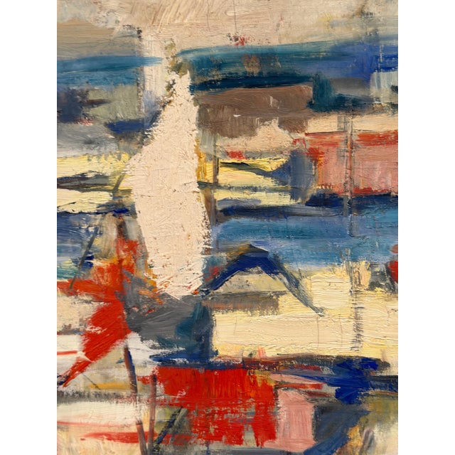Abstract Harbour Motif, 1950s, Oil on Canvas, Framed For Sale - Image 8 of 16