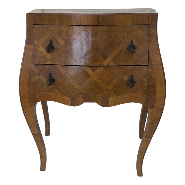 Mid 20th Century Italian Parquetry Bombe Commodino For Sale