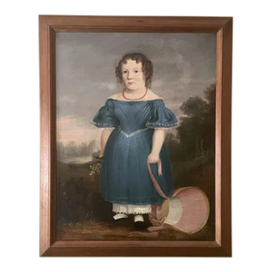 Framed Antique British Oil on Board Female Portrait With Hat by Abel Hold Signed Early 19th Century