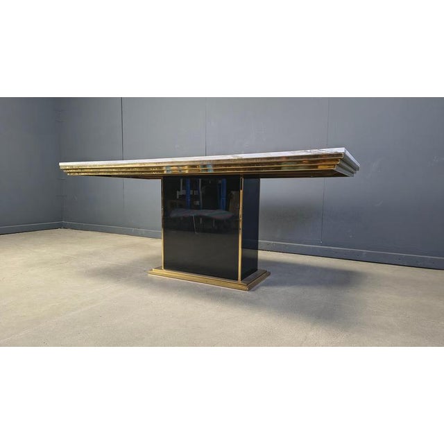Vintage White Marble and Brass Dining Table, 1970s For Sale - Image 9 of 14