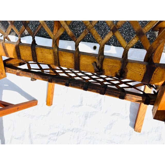 1960s Adirondack Modern, Vermont Tubbs, Rawhide Strapped Chairs (2), c.1965-1975. Snow Shoe Chairs For Sale - Image 5 of 11